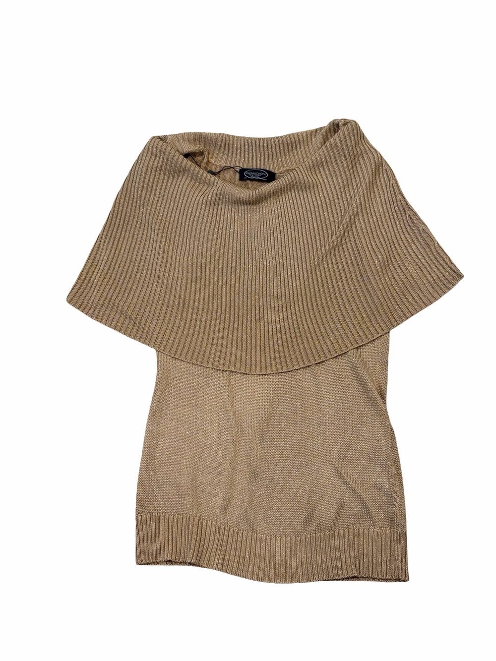 Magaschoni New York Metallic Gold Copper Off Shoulder Sweater Top SMALL